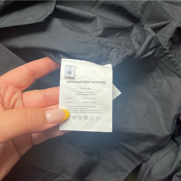 Alexander Wang Threaded Ruched Cotton Shirt Dress in Black, Size 8, NWT - Picture 5 of 6